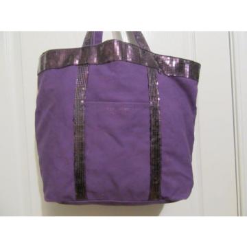 Vera Wang tote bag beach overnight bag Purple Canvas sequins