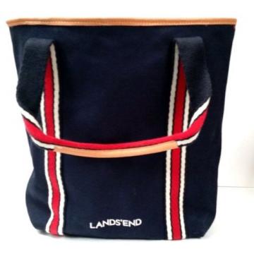 Lands End Sport Canvas Tote Bag Open Top Large Blue Red Beach Work School Colleg