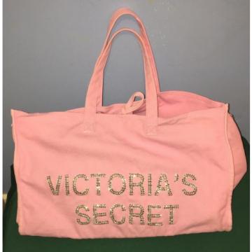 Victoria Secret Light Pink Embellished Beach Tote Bag Purse GUC