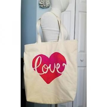 Bath &amp; Body Works LOVE Heart TOTE Bag Beach Shopper Purse Zipper Top CUTE