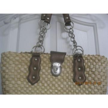 SunBay Heavy Large  Neutral Straw handbag purse shoulder or beach bag