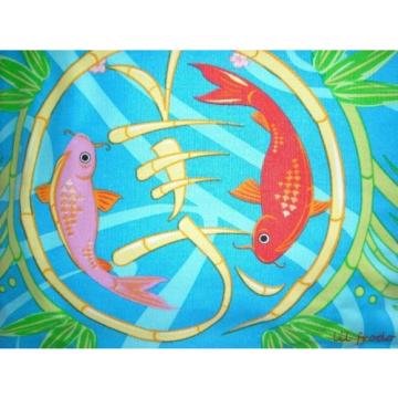 Large Blue Beach Bag Shopping Shoppers Tote Pool Gym Bag Waterproof Koi Fish