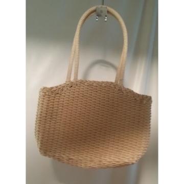 Purse Rusk Straw Beach Bag Top Close Zipper inside Pocket Woven Lined