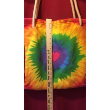 COLORFUL TYE DYE HEART TOTE BEACH SHOPPING BAG SCHOOL SPORTS 13.5&#034; X 14&#034;