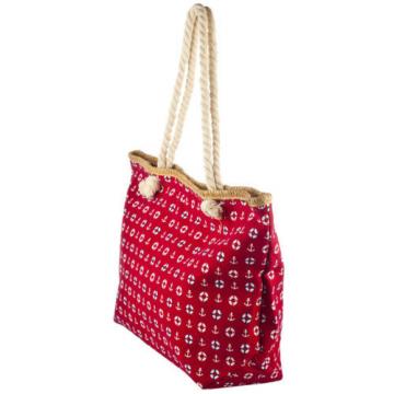 Lux Accessories Lux Accessories Womens Zip Up Beach Bag Red Anchor