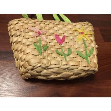 Womens Floral Basket Style Woven Small Hand Bag  Little Tote Summer/Beach Bag