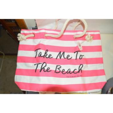 Victoria Secret Pink &amp; White Stripe Beach Bag