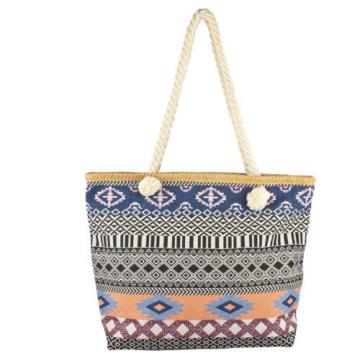 Lux Accessories Lux Accessories Womens Zip Up Beach Bag Navy Tribal