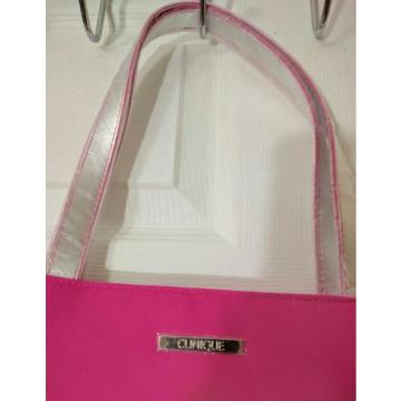 Clinque Tote Purse Bag Hot Fuschia Pink  Silver Metallic Beach Shopping NWOT