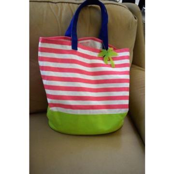 Barnes &amp; Noble PUNCTUATE BOOK BAG Big Canvas BEACH TOTE Shopper Stripe Nautical