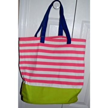 Barnes &amp; Noble PUNCTUATE BOOK BAG Big Canvas BEACH TOTE Shopper Stripe Nautical