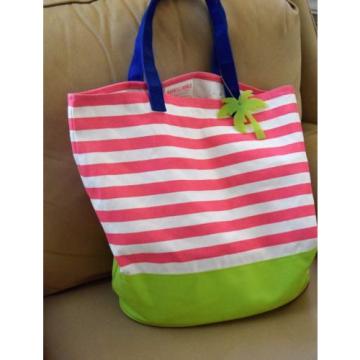 Barnes &amp; Noble PUNCTUATE BOOK BAG Big Canvas BEACH TOTE Shopper Stripe Nautical