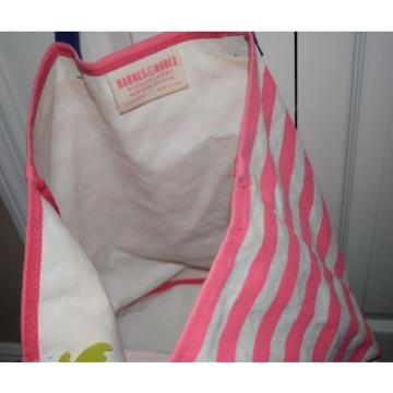 Barnes &amp; Noble PUNCTUATE BOOK BAG Big Canvas BEACH TOTE Shopper Stripe Nautical