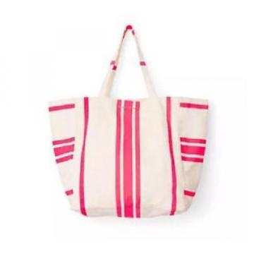 NWT!VICTORIAS SECRET SUN  FUN TOTE Pink and White Striped HUGE Beach BAG