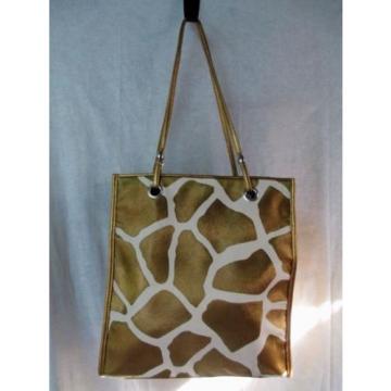 NEW VICTOR Vegan TOTE Shoulder Beach BAG Organizer Shopper GOLD WHITE GIRAFFE L