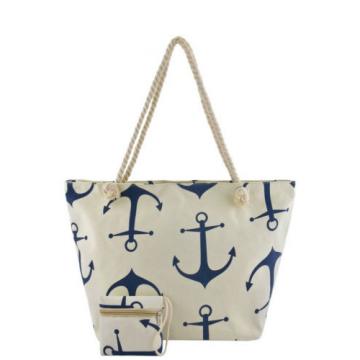 Beach Shoulder Anchor Jumbo Canvas Large Tote Shopping Bag ROPE STRAP Zipper top