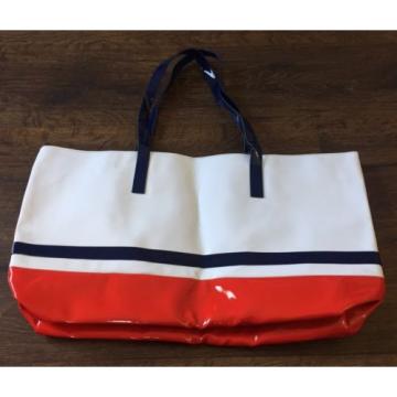 Venus Women&#039;s Red White Blue Shiny Beach Bag Tote Purse Large New W/O Tags