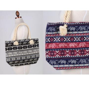 Women Beach Handbag Shoulder TRIBAL Elephant CANVAS Large Day Tote Shopping Bag