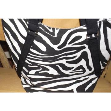 BLACK WHITE ZEBRA PRINT Embellished CROSS TOTE Shopper, Beach PURSE BAG