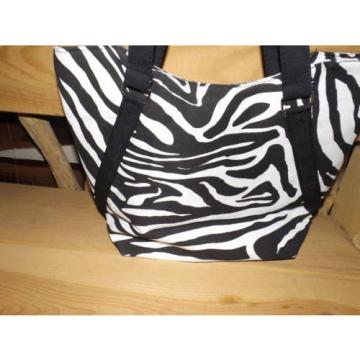 BLACK WHITE ZEBRA PRINT Embellished CROSS TOTE Shopper, Beach PURSE BAG