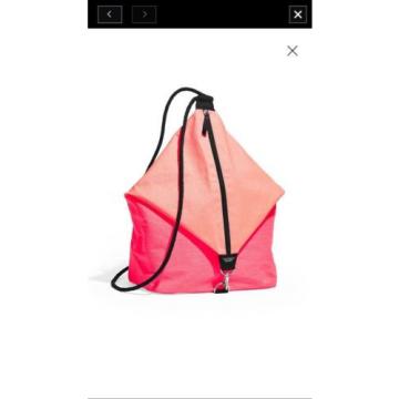 VICTORIA&#039;S SECRET PINK NEON ORANGE DRAWSTRING BEACH BACKPACK BAG 2016 NEW