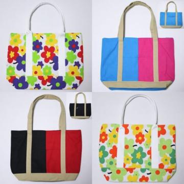 Beach Bag Multi Tote Floral Canvas  Market Shopping Travel Zippered Summer