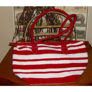 AVON ... Red &amp; White STRIPE Terry Beach /Tote Bag...Mint New Old Stock