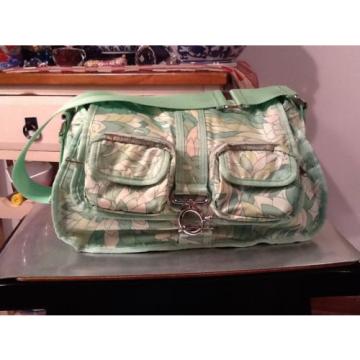 Banana Republic Green &amp; White Treated Canvas Beach Pool Overnight Travel Bag