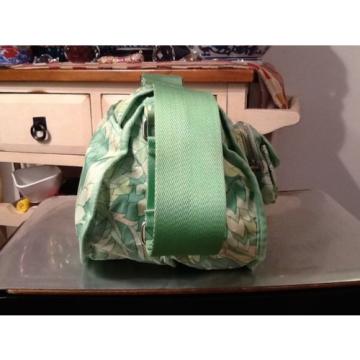 Banana Republic Green &amp; White Treated Canvas Beach Pool Overnight Travel Bag