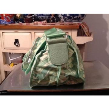 Banana Republic Green &amp; White Treated Canvas Beach Pool Overnight Travel Bag