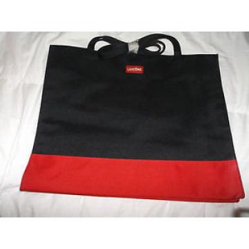 Lancome Black Red Stripe Lining Shoulder Strap Purse Handbag Tote Beach Bag