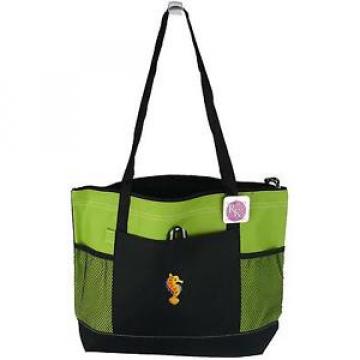 Seahorse Lime Gemline Select Zippered Tote Tropical Beach Monogram Vacation Bag