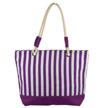 Lux Accessories Lux Accessories Womens Zip Up Beach Bag Blue Stripes