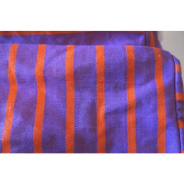 BODEN Purple &amp; Orange Striped Canvas Leather Beach Bag Large Tote EUC