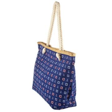 Lux Accessories Lux Accessories Womens Zip Up Beach Bag Navy Mix