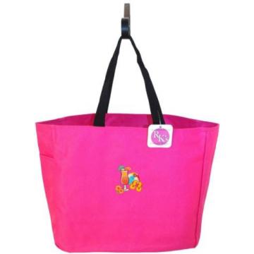 Beach Tote Bag Tropical Drink Vacation Holiday Monogram Get Hot Pink &amp; Pink Now!