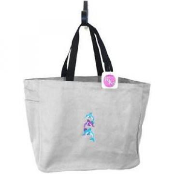 Tropical Leaping Dolphin Family Tote Bag Chrome Gray Beach Vacation Monogram NWT