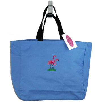 Tropical Flamingos Tote Bag Beach Vacation Bird Monogram Yellow Blue or Navy Now