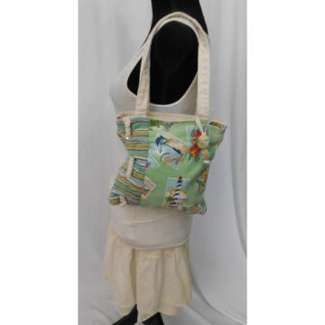 Sun N Sand Green Canvas Florida Seaside Beach Tote-Style Shoulder Bag, Handbag