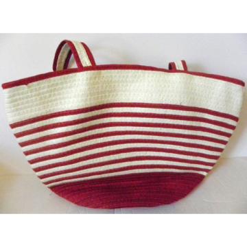 Summer Women Soft Flower Woven Handbag Shoulder Beach Bag Tote Red/Ivory