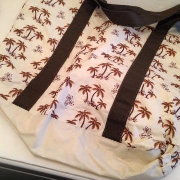 Tote Bag Large Tiki Hawaiian Palm Trees Bathing Beach Shopper Purse Tropical  S3