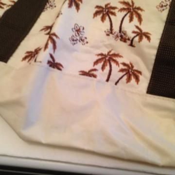 Tote Bag Large Tiki Hawaiian Palm Trees Bathing Beach Shopper Purse Tropical  S3