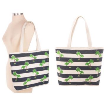 Beach Hand bag Shoulder palm tree CANVAS Large Tote Shopping MESSENGER pocket