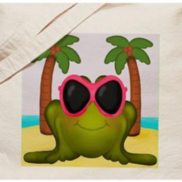 Frog Frogs Tote Bag Beach Pink Sunglasses Canvas Shopping Tropical Art Gift Name