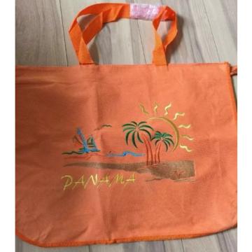 Large Beach Tote Bag Panama Orange Sun Sand Palm Trees Zipper (bt17)