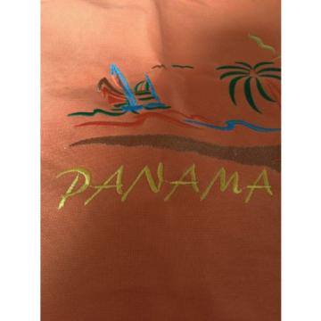 Large Beach Tote Bag Panama Orange Sun Sand Palm Trees Zipper (bt17)