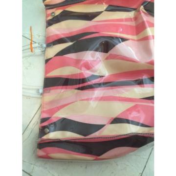 VICTORIA&#039;S SECRET STRIPE PLASTIC COVERED  JELLY  BEACH TOTE  BAG