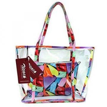 Zicac New Fashion Floral Print Shoulder Handbag Transparent Clear Beach Bag