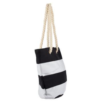 Lux Accessories Womens Extra Large Zip Up Beach Tote Bag Black White Line