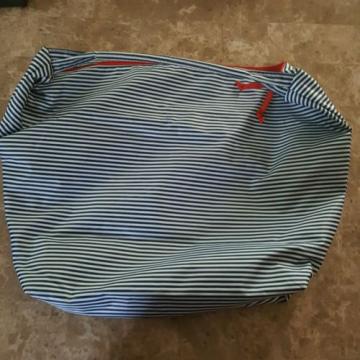 LANCOME Hobo Blue White Red Zipper Stripe Duffel Tote Beach Bag Large NWOT! NICE